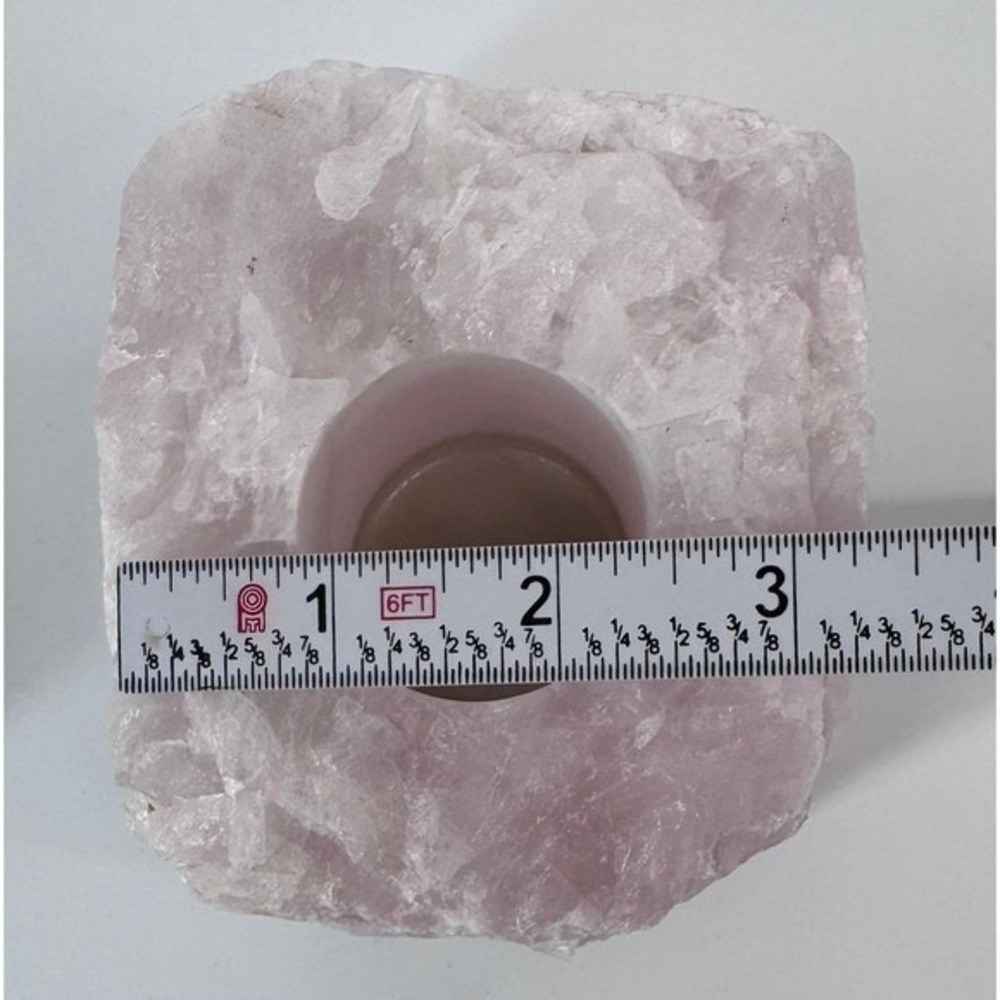 Rose Quartz Crystal Candle Tealight Votive Holders Set of 2 Raw Gemstone Carved - Picture 13 of 16